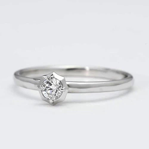 Bague Solitaire Réel Diamant 0.75 Carats Or Blanc 14K