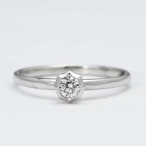 Bague Solitaire Réel Diamant 0.75 Carats Or Blanc 14K
