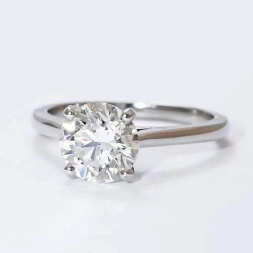 Bague Solitaire Réel Diamant 2 Carats Classe Ronde Taille Or Blanc 14K Bijoux