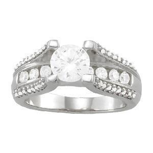 Bague Solitaire Réel Diamant Avec Accents Or Blanc 1.54 Carat 14K