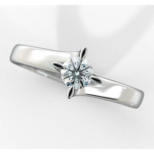 Bague Solitaire Réel Diamant Femme 1 Carat Tige Torsadée Or Blanc 14K