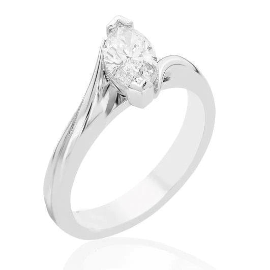 Bague Solitaire Réel Diamant Marquise Bague Torsadée 1.75 Ct Or Blanc 14K