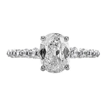 Bague Solitaire Réel Diamant Ovale Vieux Mineur Avec Bijoux Accents 3 Carats