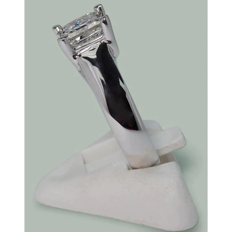 Bague Solitaire Réel Diamant Princesse Scintillante