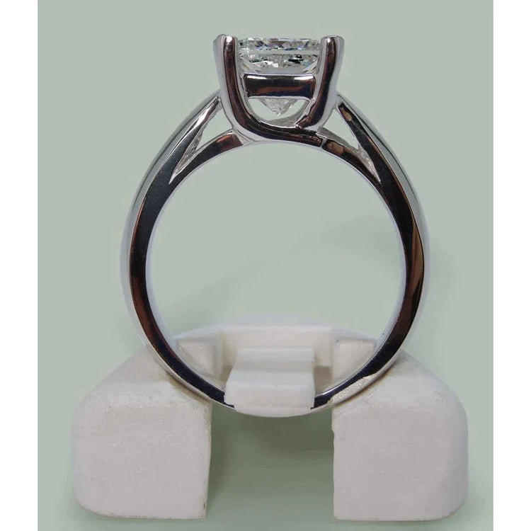 Bague Solitaire Réel Diamant Princesse Scintillante