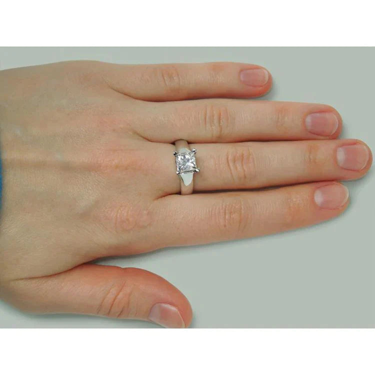Bague Solitaire Réel Diamant Princesse Scintillante