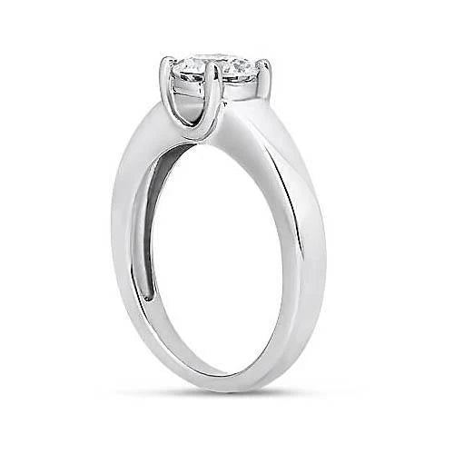 Bague Solitaire Réel Diamant Rond 1.50 Carats Or Blanc 14K