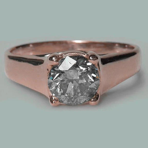 Bague Solitaire Réel Diamant Rond Brillant De 1.50 Carat En Or Rose