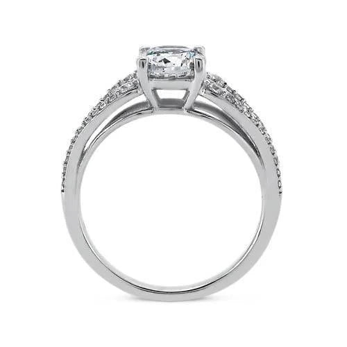 Bague Solitaire Réel Diamant Rond Scintillant 2.65 Carats Avec Accents