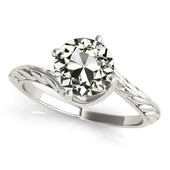 Bague Solitaire Réel Diamant Rond Vieux mineur Style Vintage 2.50 Carats