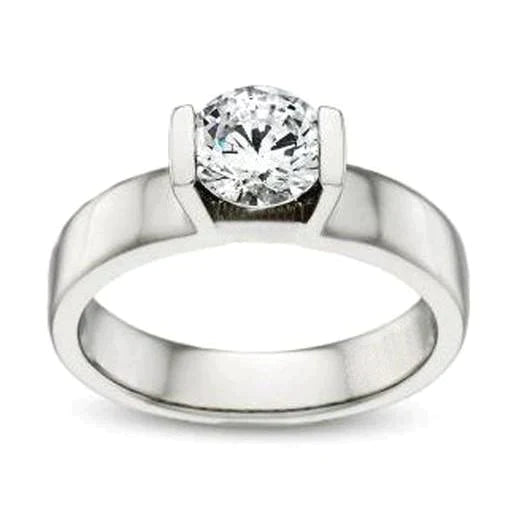 Bague Solitaire Réel Diamant Serti Barre