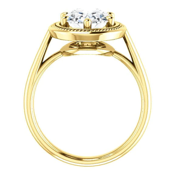 Bague Solitaire Réel Diamant Style Vintage 4 Carats Or Jaune 14K