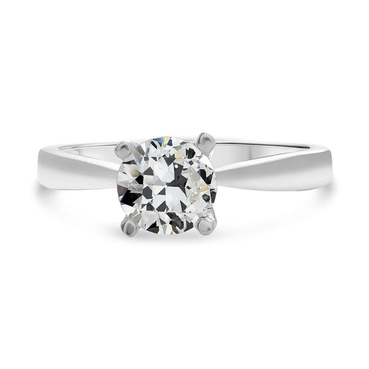 Bague Solitaire Rond ancienne mine Cut Véritable Diamant Tige Conique 2 Carats