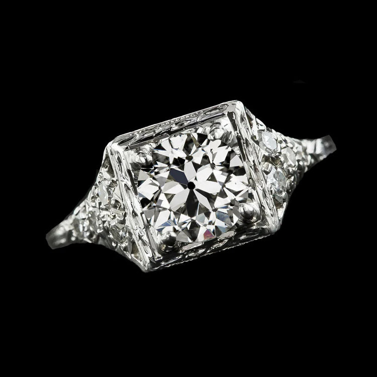 Bague Solitaire Ronde Ancienne Mine Cut Réel Diamant 2 Carats Bijoux Femme