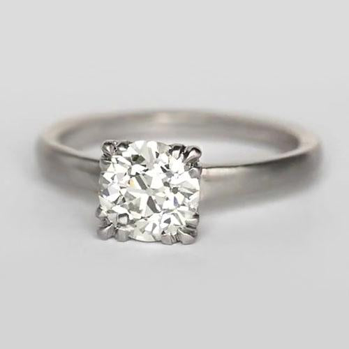 Bague Solitaire Ronde Ancienne Mine Cut Véritable Diamant Triple Griffe 1.75 Carats