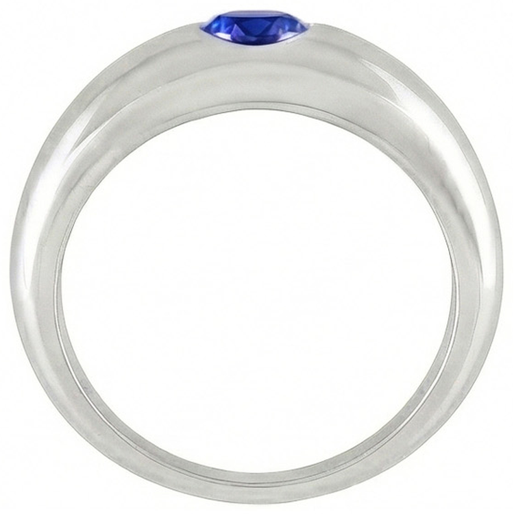 Bague Solitaire Ronde Ceylan Saphir Flush Set Tige Épaisse