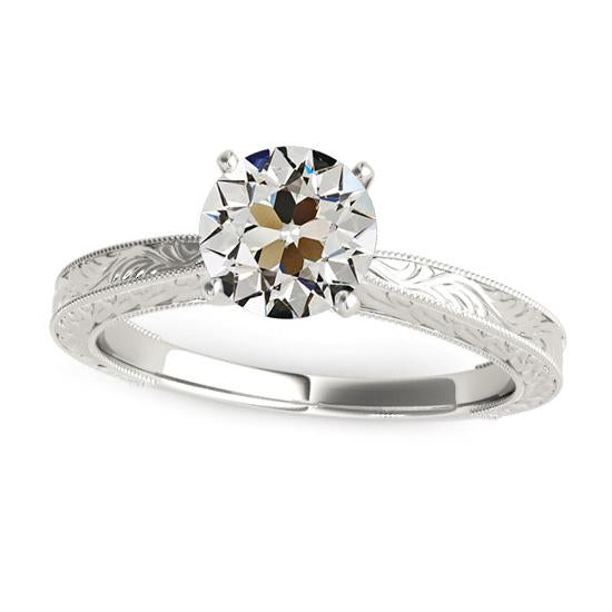 Bague Solitaire Ronde De Style Vintage Ancien Réel Diamant Miner 2 Carats