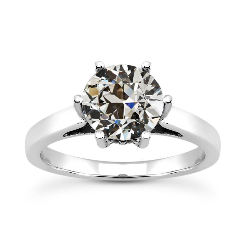 Bague Solitaire Ronde Naturel Diamant Taille Ancienne 6 Griffes Ensemble Bijoux 2.50 Carats