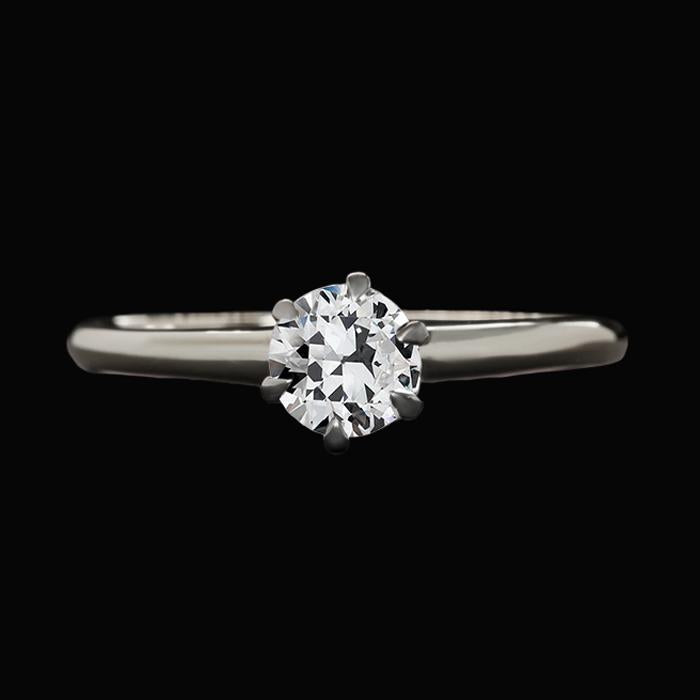 Bague Solitaire Ronde Naturel Diamant Taille Ancienne 6 Griffes Sertie Or 1.50 Carats