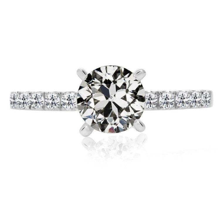 Bague Solitaire Ronde Naturel Diamant Taille Ancienne Avec Accents Or 4 Carats 14K