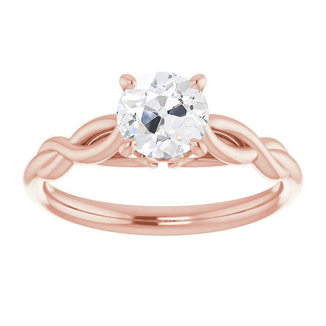 Bague Solitaire Ronde Réel Diamant Taille Ancienne Sertie De Griffes 2 Carats Style Infini