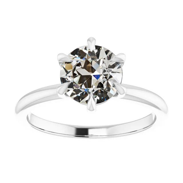 Bague Solitaire Ronde Réel Diamant Taille Vieille Mine 6 Griffes Sertie 3 Carats