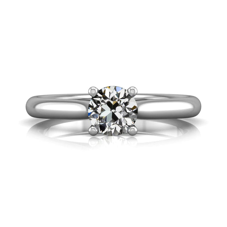 Bague Solitaire Ronde Réel Diamant Taille Vieille Mine Or 14K 1.50 Carats