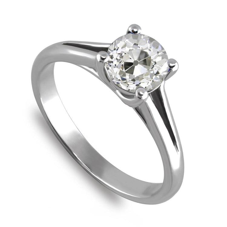 Bague Solitaire Ronde Réel Diamant Taille Vieille Mine Tige Fendue Or 2 Carats