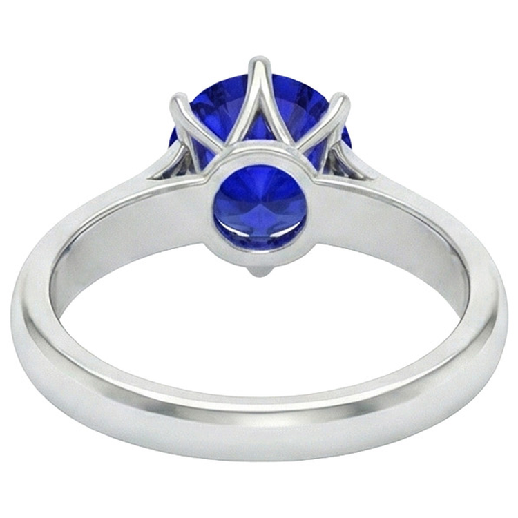 naturel round saphir 2carats bague vue de profil