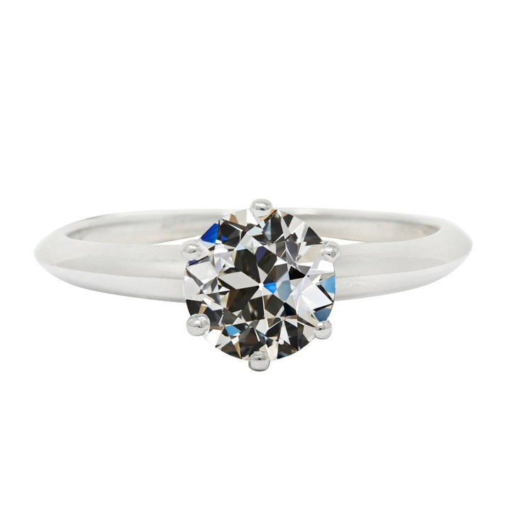 Bague Solitaire Ronde Vieux Mineur Réel Diamant 6 Griffes Sertie 3 Carats Or Blanc