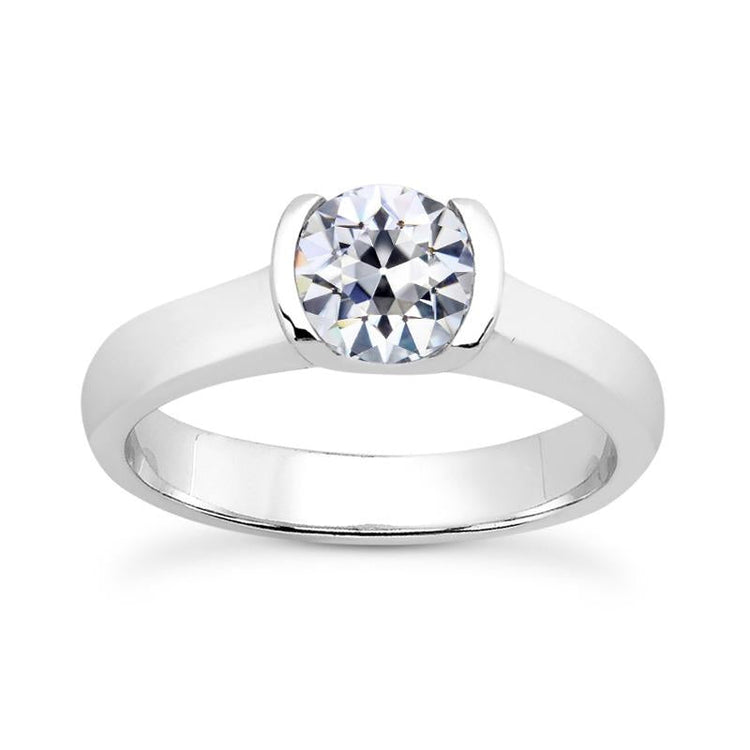 Bague Solitaire Ronde ancienne mine Cut Naturel Diamant Demi Lunette Sertie 1.50 Carats