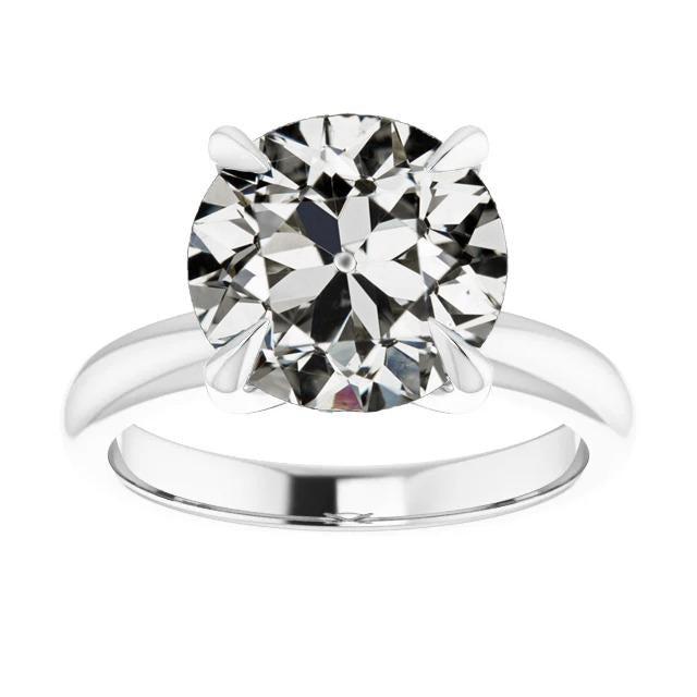 Bague Solitaire Ronde ancienne mine Cut Véritable Diamant Bijoux Femme 4.50 Carats