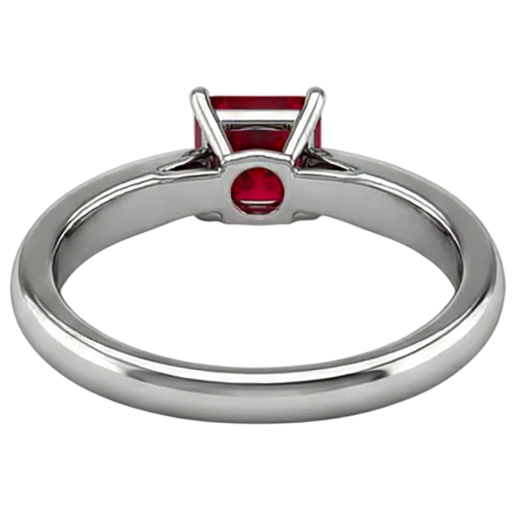 Bague Solitaire Rubis 2 Carats Taille Princesse Or Blanc 14K
