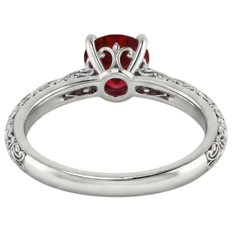 Bague Solitaire Rubis Style Antique 1.50 Carats Or Blanc 14K
