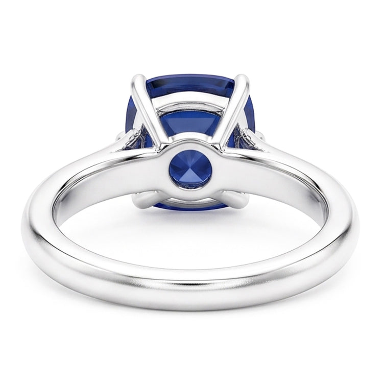 Bague Solitaire Saphir Bleu Or Blanc 14K Bijou 2 Carats