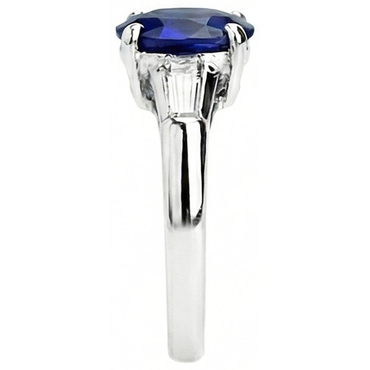 naturel oval saphir 2.50carats bague vue de profil