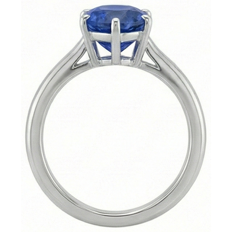 naturel pear saphir 2carats bague angle de côté