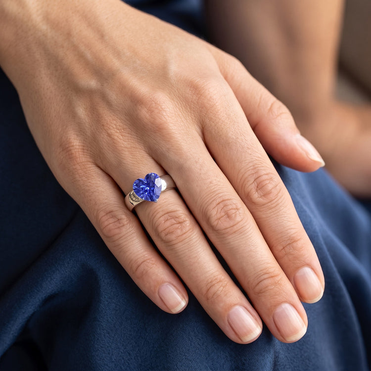Bague Solitaire Saphir Ceylan 2 Carats Bague Épaisse En Forme De Coeur