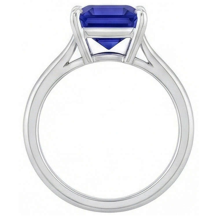 Bague Solitaire Saphir Ceylan Taille Asscher 2 Carats Bijoux Femme