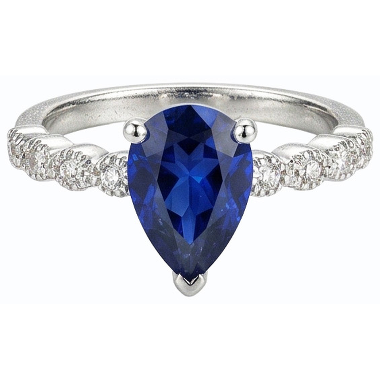 naturel pear diamant 3.50carats bague sur blanc