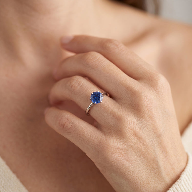 Bague Solitaire Saphir Véritable 2 Carats