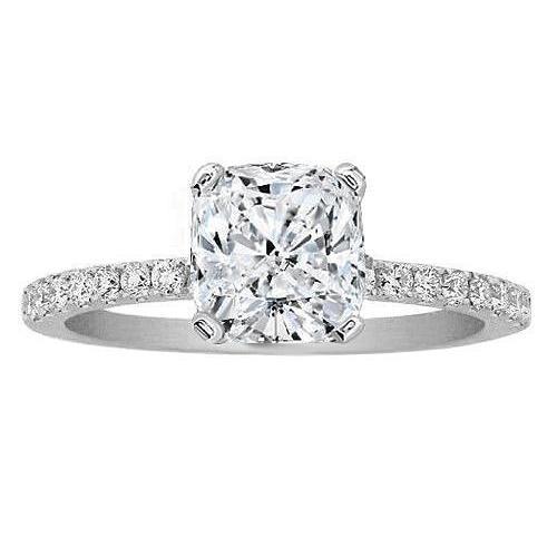 Bague Solitaire Sertie Pavé De Réel Diamants De 3.50 Carats Avec Accents