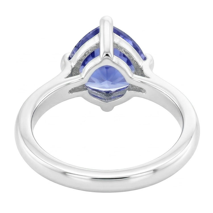 Bague Solitaire Trillion En Forme De Griffes Saphir Bleu 1.50 Carats