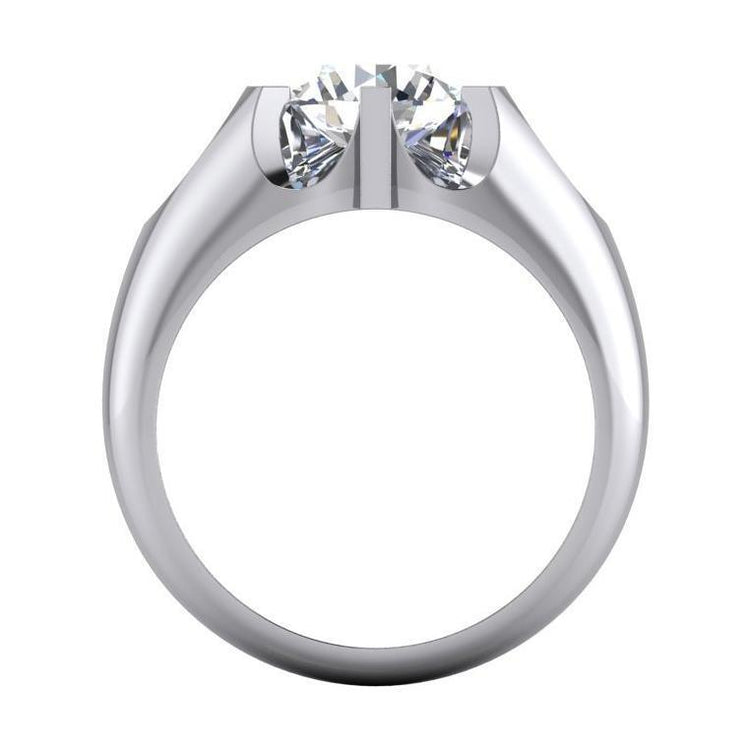 Bague Solitaire Véritable Diamant Homme Grand Or Blanc 3.01 Carat