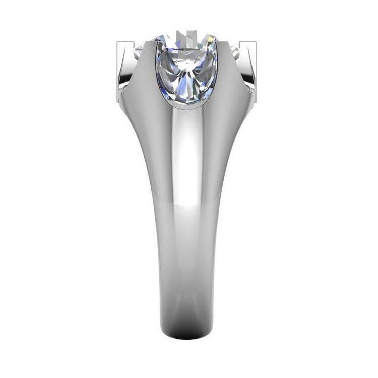 Bague Solitaire Véritable Diamant Homme Grand Or Blanc 3.01 Carat