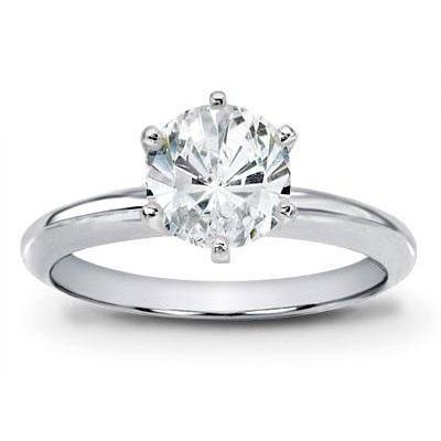 Bague Solitaire Véritable Diamant Rond 1.25 Carats Or Blanc 14K