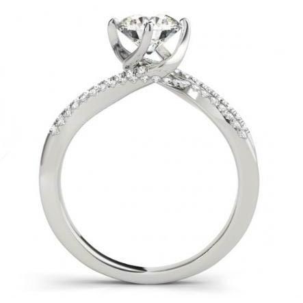 Bague Solitaire Véritable Diamant Rond 1.35 Carats Avec Tige Torsadée Accents