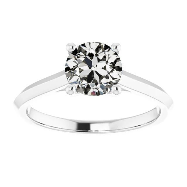 Bague Solitaire Véritable Diamant Taille Ancienne Mine Serti 4 Griffes 2 Carats