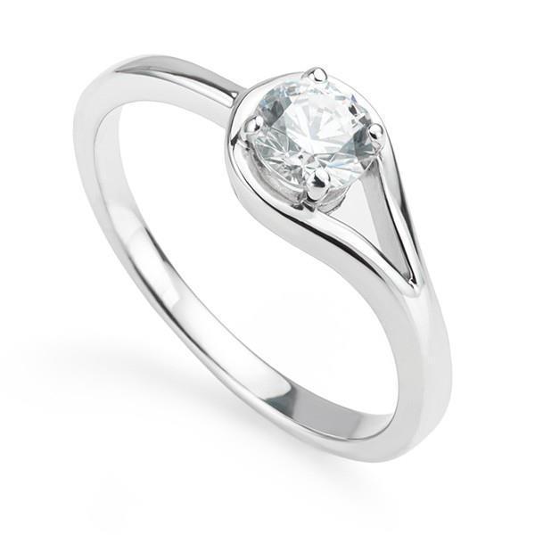 Bague Solitaire Véritable Diamant Taille Rond 1.10 Carat Or Blanc 14K Nouveau