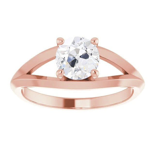 Bague Solitaire ancienne mine Cut Réel Diamond Prong Split Tige 2 Carats